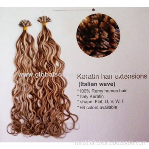 22-inch Indian Curly Pre-bonded in Hair Extensions